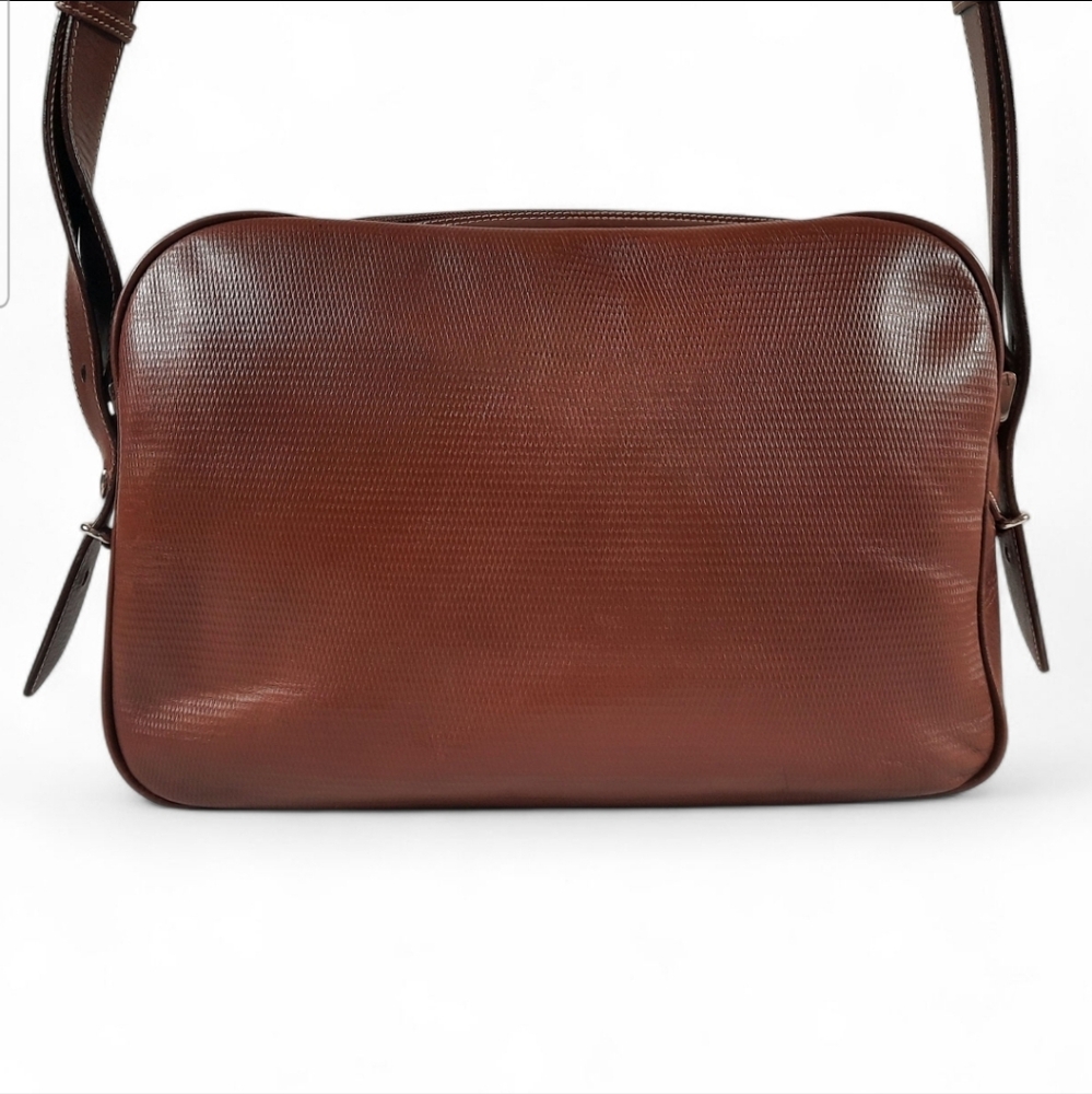 Large 80s GUCCI Leather Camera Bag Crossbody Vintage Double G 1980s GG Boho - Picture 7 of 16